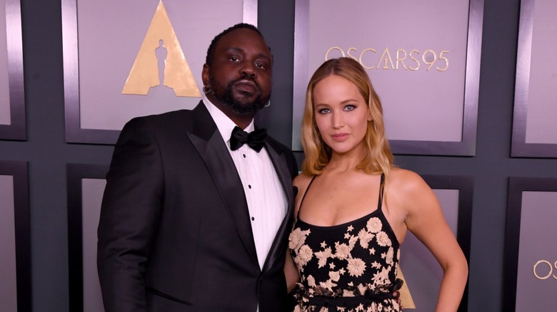 Brian Tyree Henry Jennifer Lawrence side-hugging