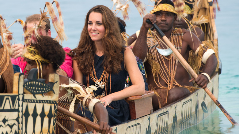 Kate Middleton in a boat in Solomon Islands