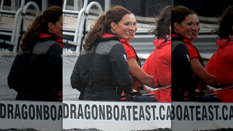 Kate Middleton laughing on a Dragon Boat