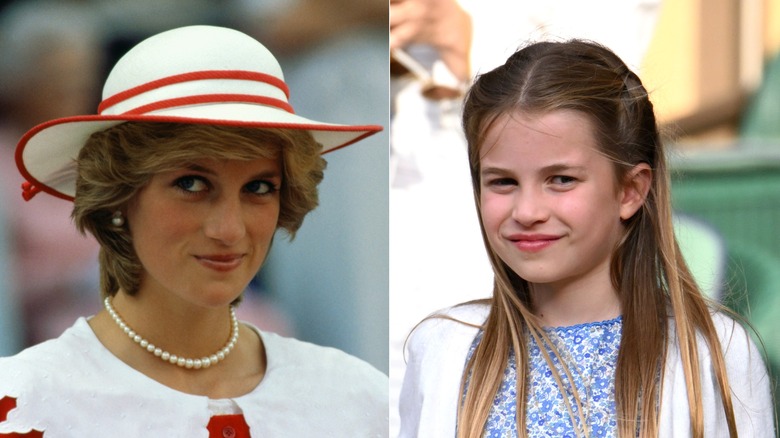 Split image of Princess Diana and Princess Charlotte