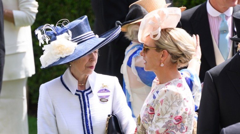 Princess Anne talking to Zara Tindall