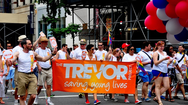 A pride march and Trevor Project