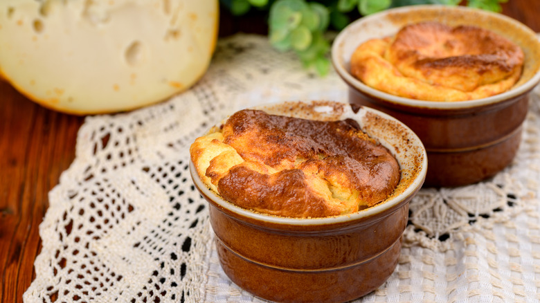 Cooked souffles in ramekins