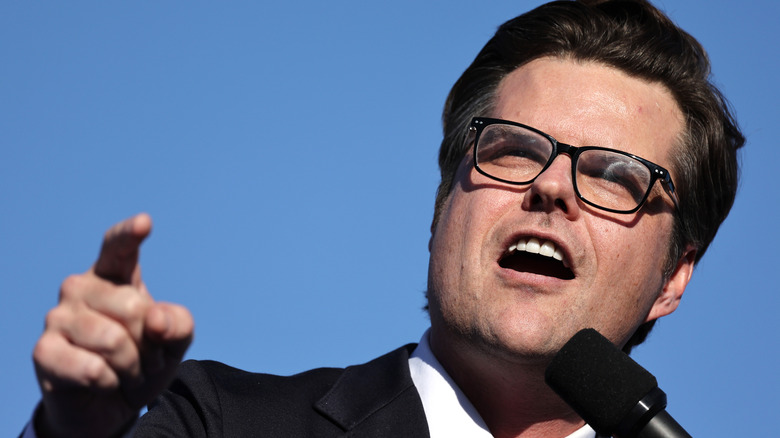 Matt Gaetz addressing a crowd