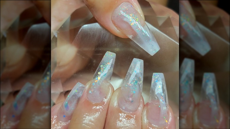 clear glitter nails