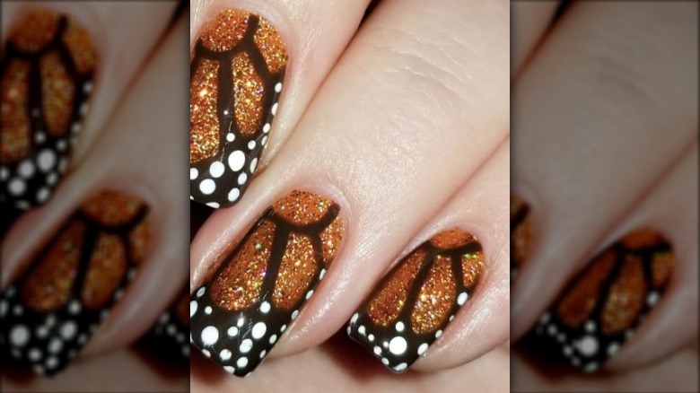 orange glitter monarch butterflies