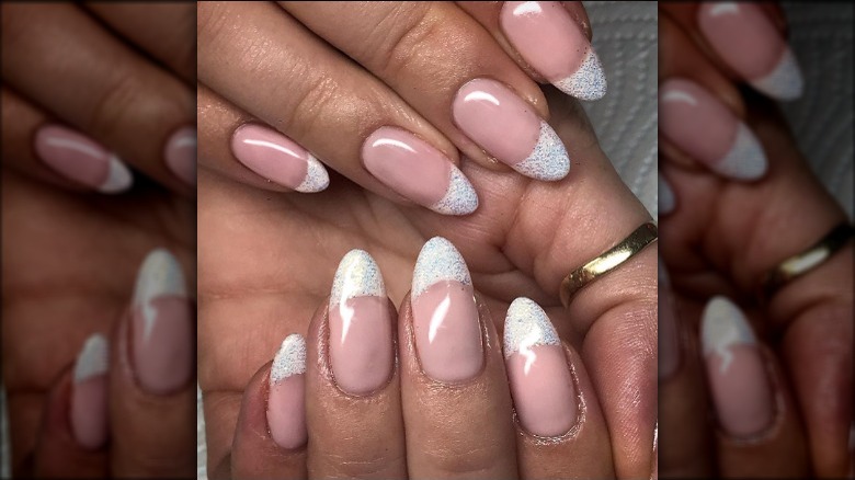 glitter French manicure