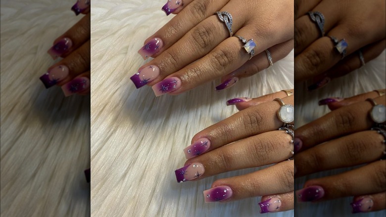 Airbrush purple nails