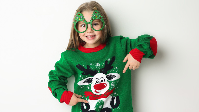 girl in ugly christmas sweater