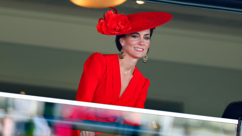 Princess Catherine wearing red hat