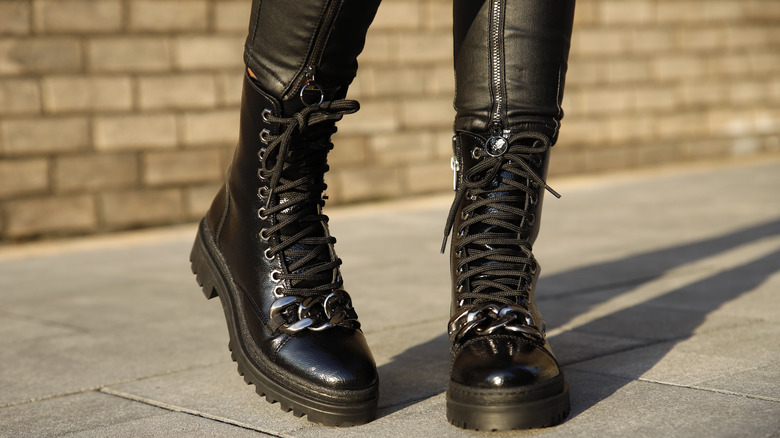 Person wearing combat boots