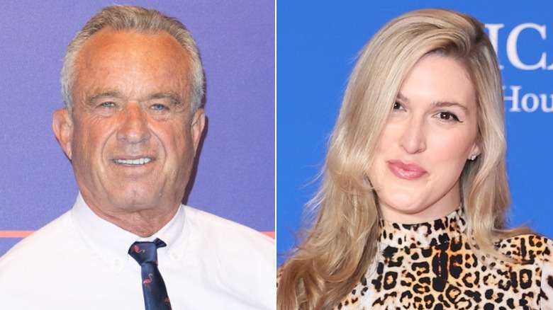 A split image of RFK Jr. and Olivia Nuzzi smiling