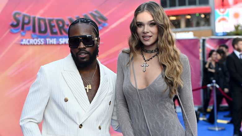 Shameik Moore with Hailee Steinfeld at movie premiere