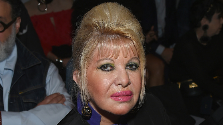 Ivana Trump with pink lips and green eye makeup