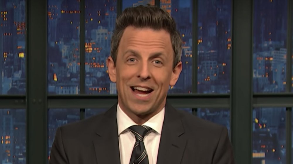 Seth Meyers, who hosts a celebrity talk show