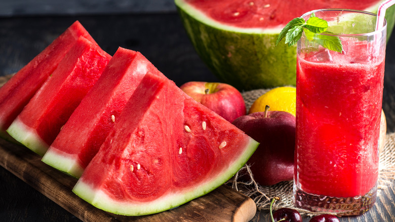 watermelon slices and juice