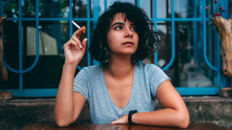 a woman smoking