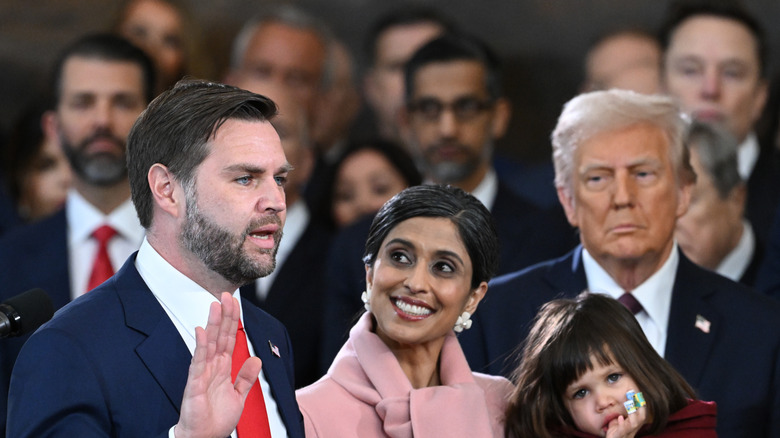 JD Vance is sworn in alongside Usha Vance and Donald Trump watch