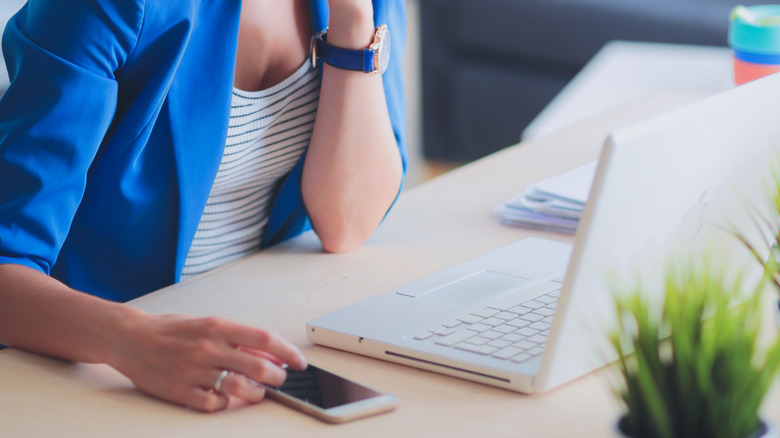 woman on computer