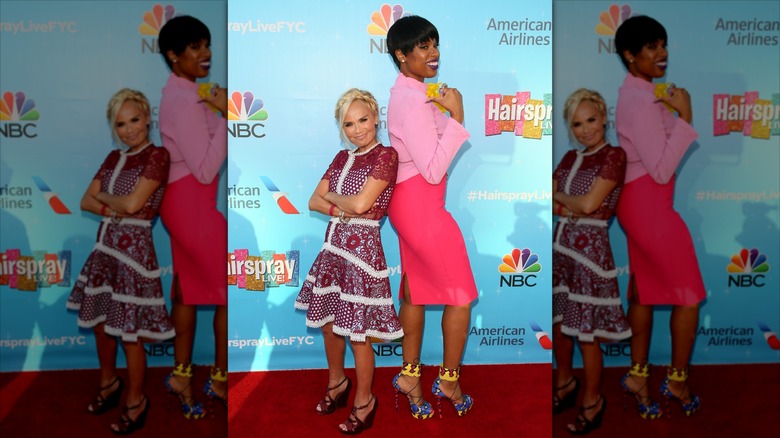 Kristin Chenoweth and Jennifer Hudson attend an event for 'Hairspray Live!' in 2017