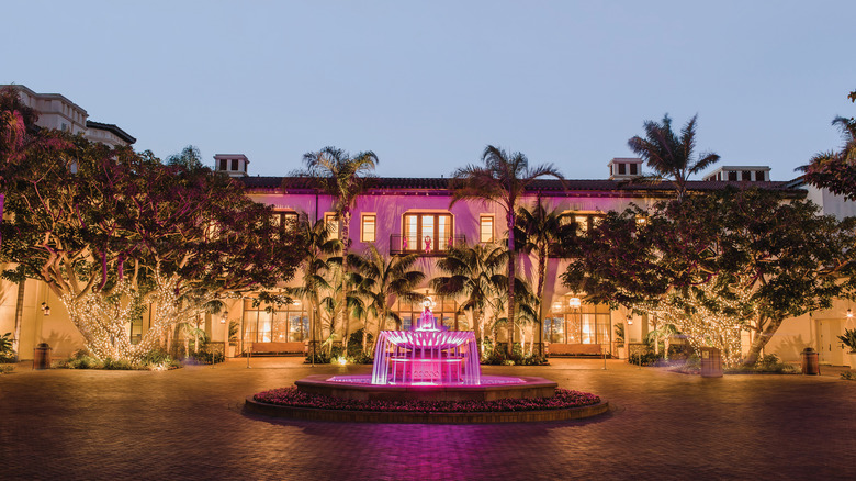 Terranea Resort lit up in pink