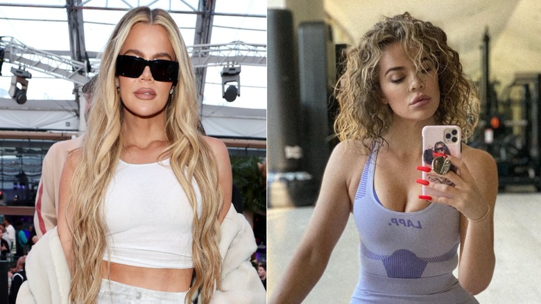 Khloe Kardashian with wig and without split image