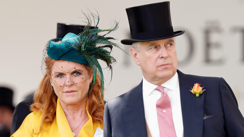 Sarah Ferguson and Prince Andrew frowning