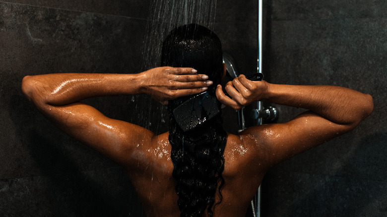 woman washing her hair