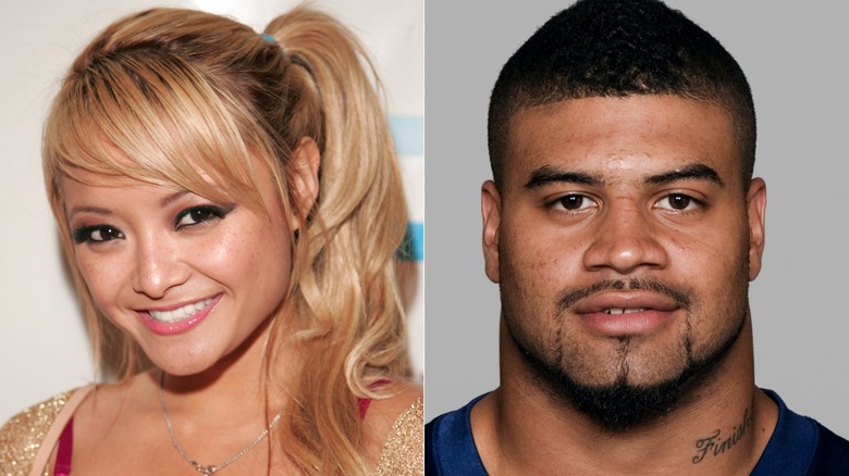 A split image of Tila Tequila and Shawne Merriman smiling