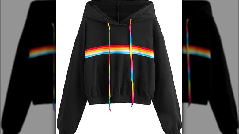 Black cropped sweatshirt with rainbow design