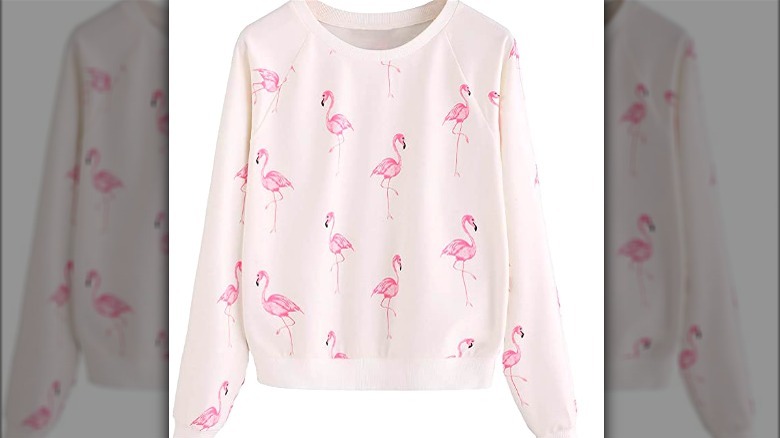 White flamingo themed sweatshirt