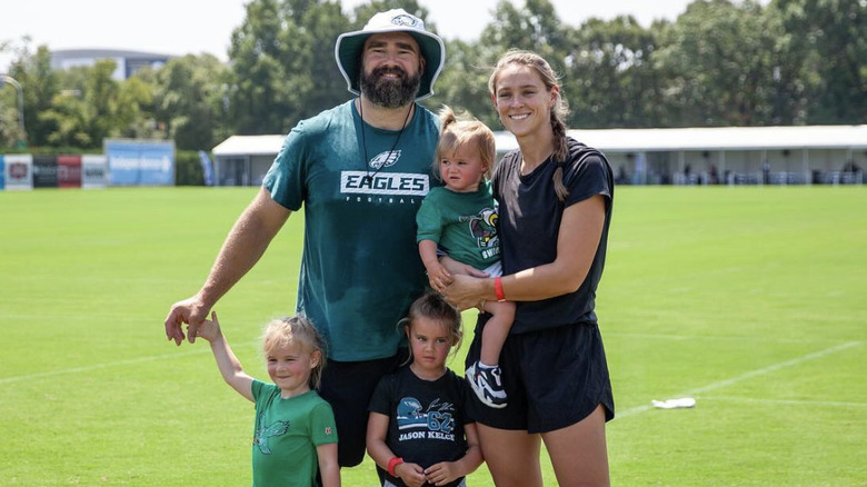 Jason and Kylie Kelce with their three children