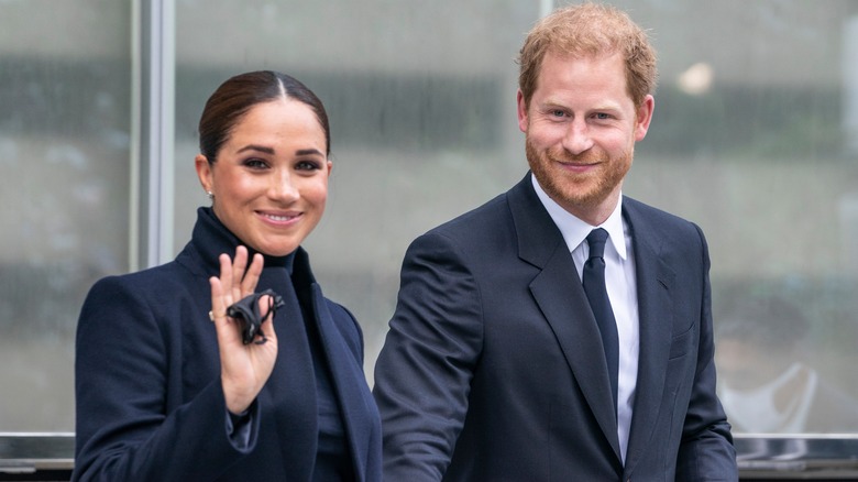 Meghan, Duchess of Sussex, and Prince Harry smiling