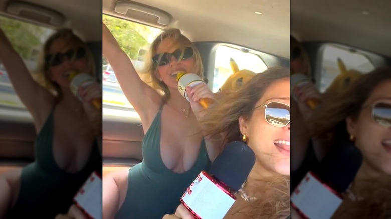 Sydney Sweeney singing in car