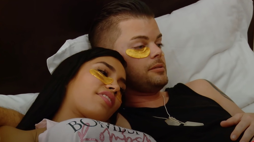 Tim and Jeniffer using eye masks 