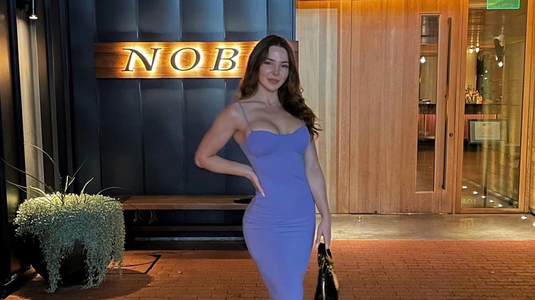 Anfisa Arkhipchenko in periwinkle dress