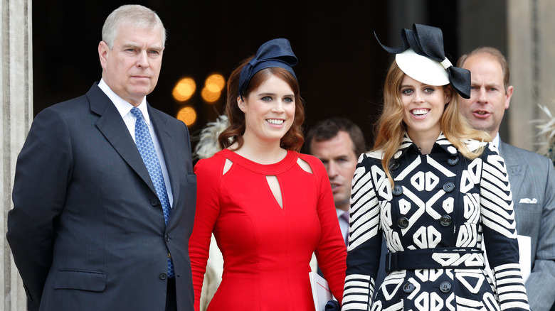 Prince Andrew, Princess Eugenie & Princess Beatrice posing together