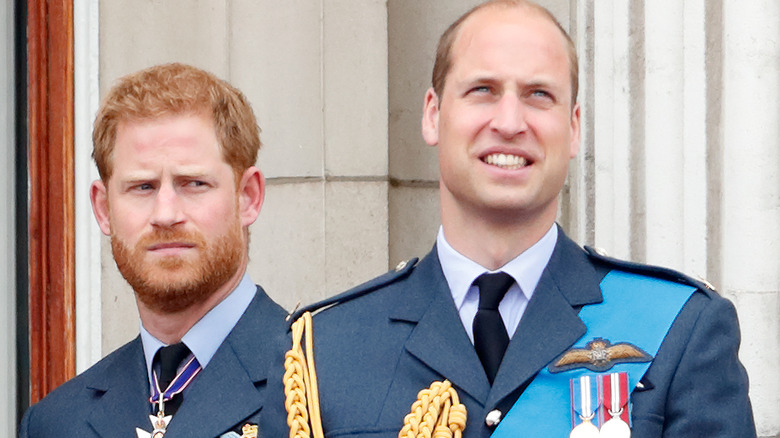 Prince Harry and Prince William on the palace balcony