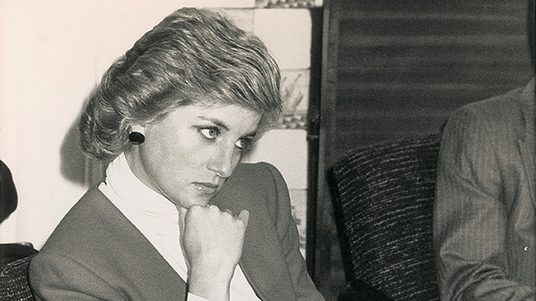 Diana Spencer frowning  