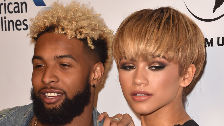 Zendaya with short hair beside Odell Beckham Jr 