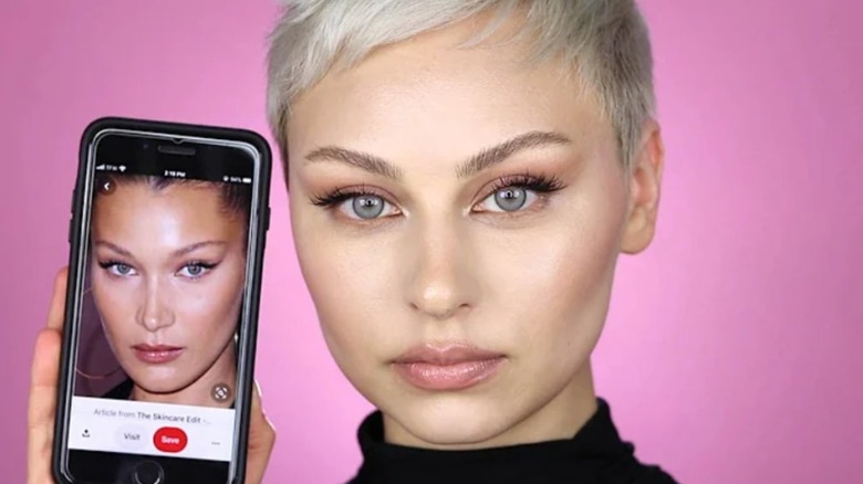 Video thumbnail/screenshot of Alexandra Anele with Bella Hadid inspo picture