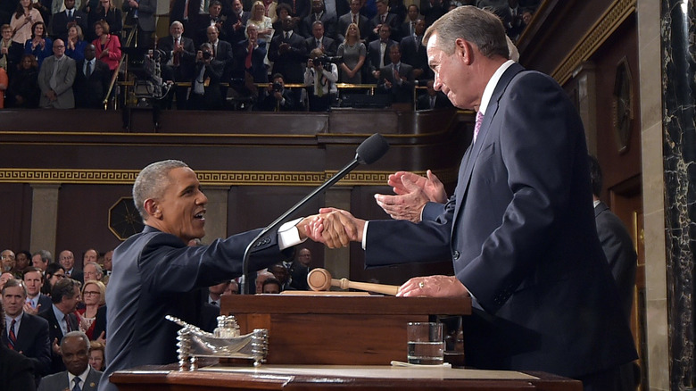 Barack Obama shaking hand with John Boehner