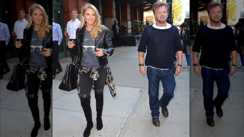 John Mellencamp and Christie Brinkley walking