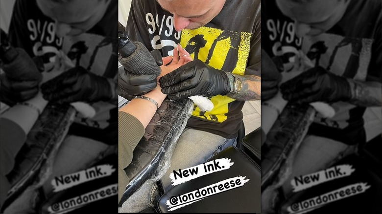 christina hall getting tattoo on wrist