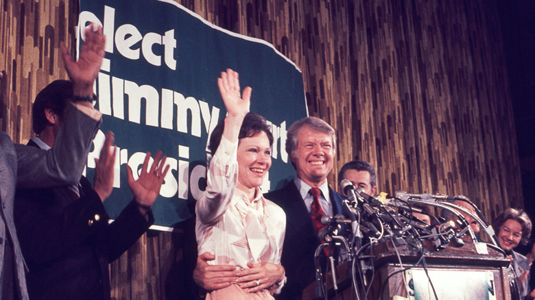 Rosalynn and Jimmy Carter campaigning