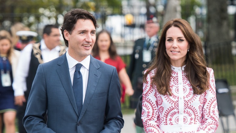 Justin Trudeau Kate Middleton smiling, walking