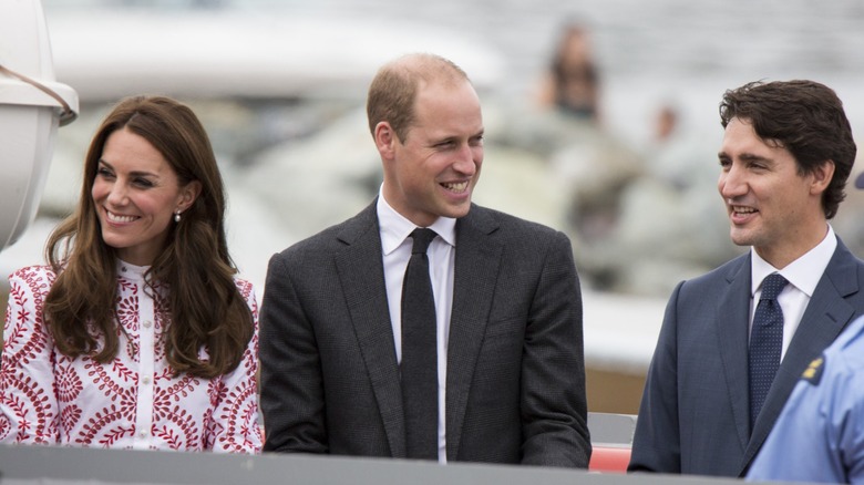 Kate Middleton, Prince William, Justin Trudeau smiling