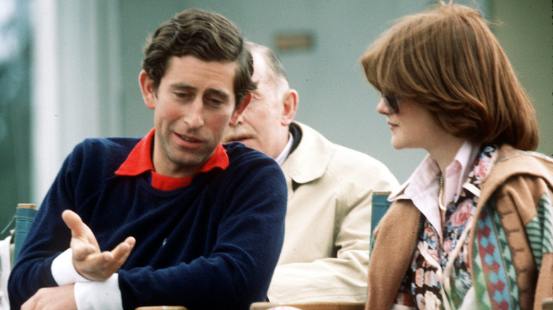 Lady Sarah Spencer talking to Prince Charles