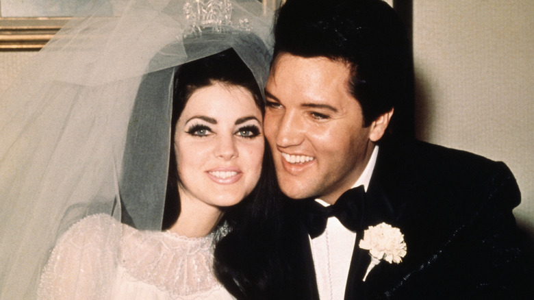 Priscilla and Elvis Presley wedding photo