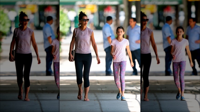 Katie Holmes walking with daughter Suri Cruise 